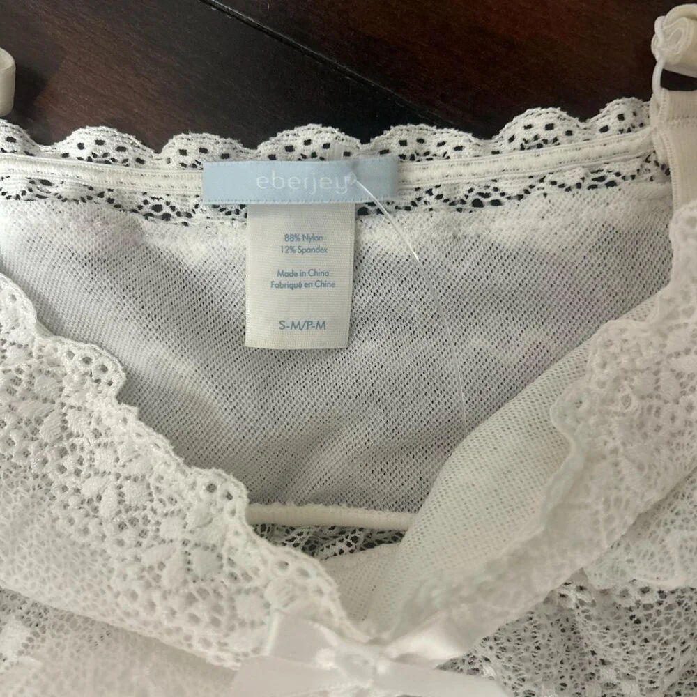 Eberjey White Lace Chemise Nightgown Slip